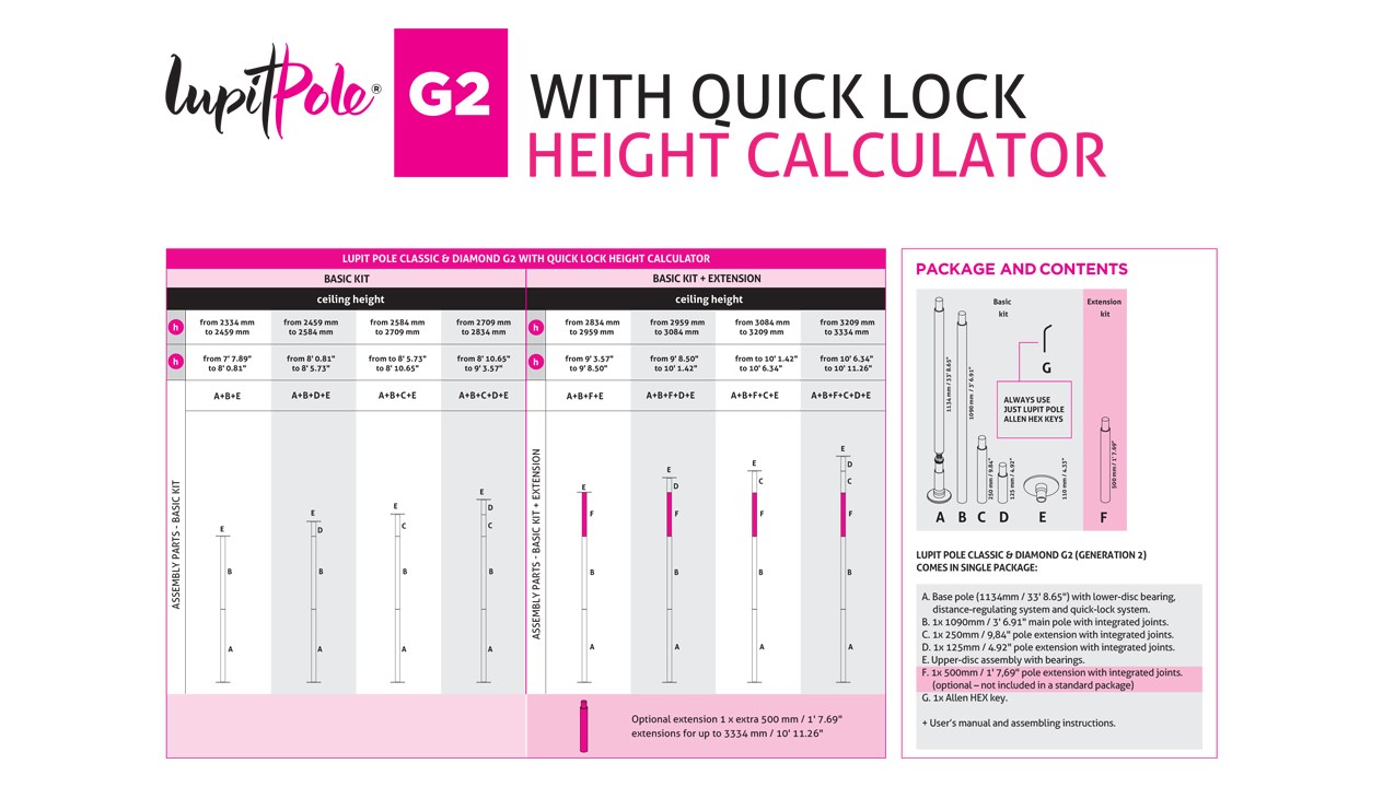 Barra Pole Dance LUPIT POLE CLASSIC G2 QUICK LOCK POWDER-COATED 45MM – VIVE  POLE